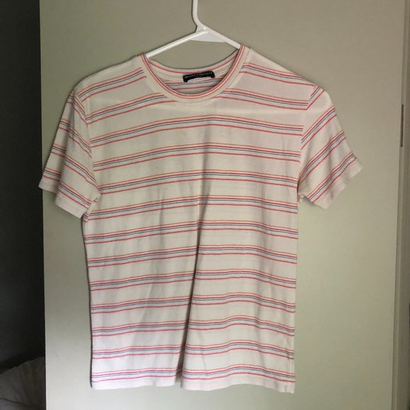 Brandy Melville White Multicolour Short Sleeve Tee - Picture 1 of 4